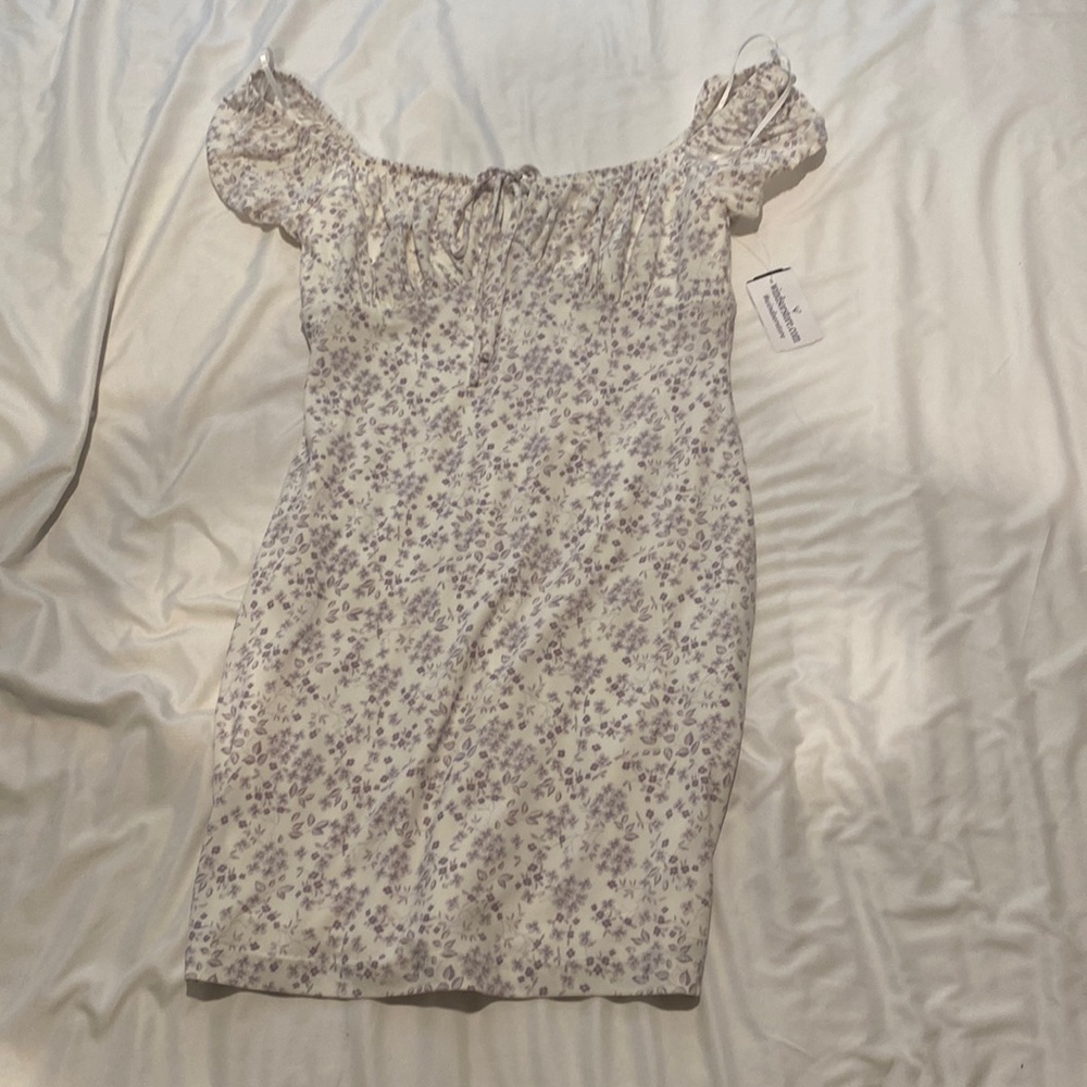 Purple Floral Mid Dress